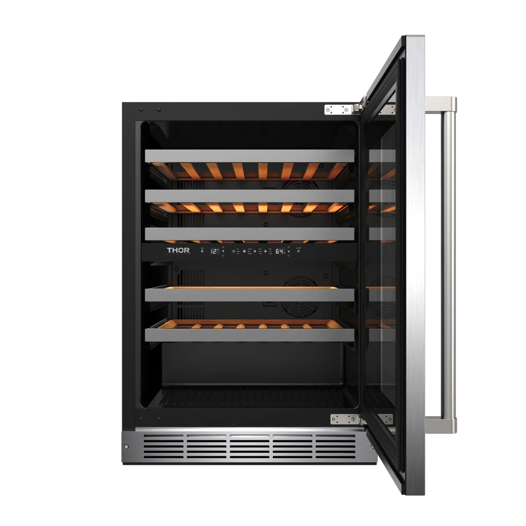 24 Inch Undercounter Dual Zone Wine Cooler, 46 Bottle Capacity Thor Kitchen TWC24UD