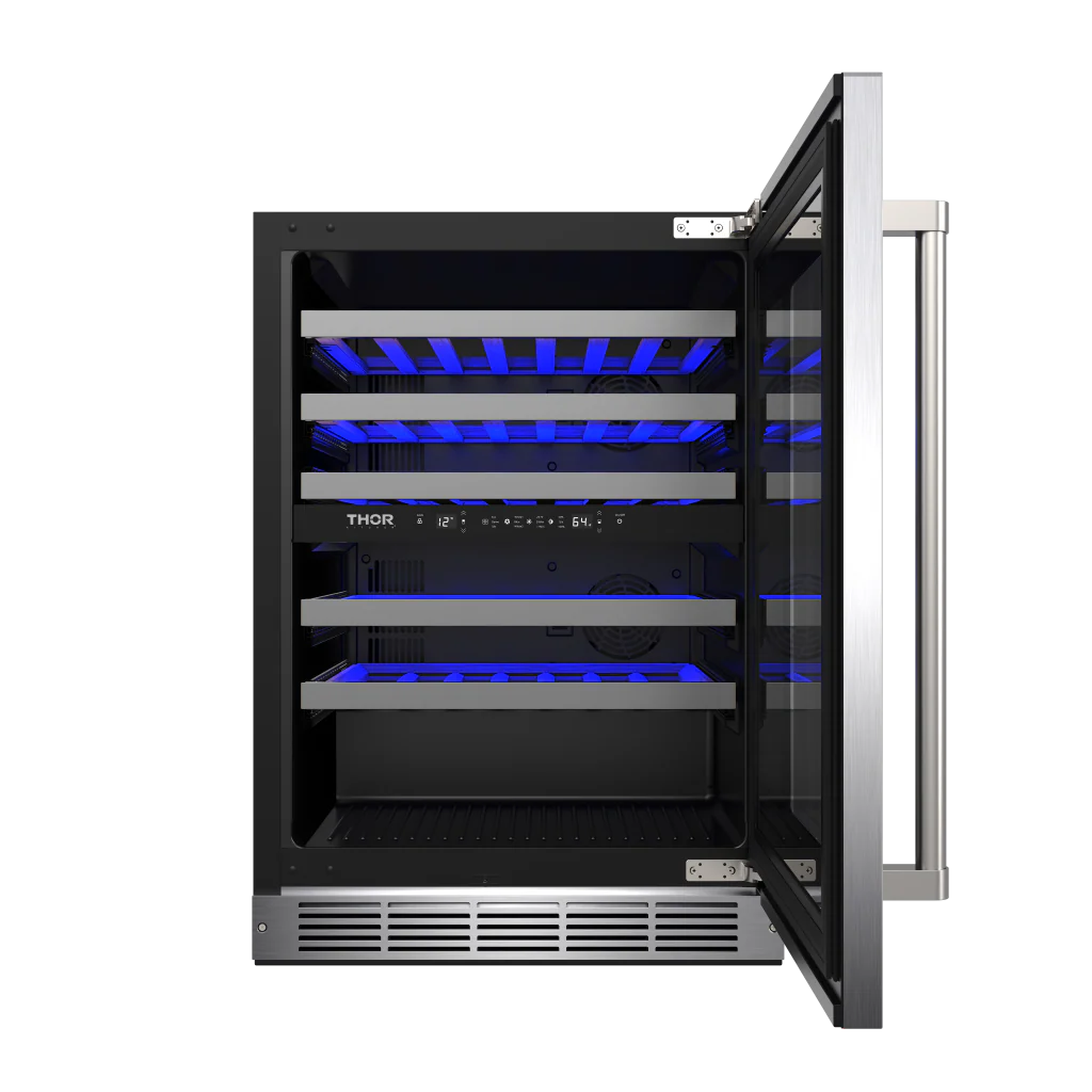 24 Inch Undercounter Dual Zone Wine Cooler, 46 Bottle Capacity Thor Kitchen TWC24UD