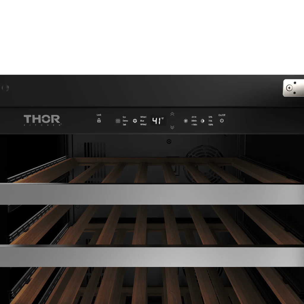 24 Inch Single Zone Wine Cooler, 46 Wine Bottle Capacity Thor Kitchen TWC24US