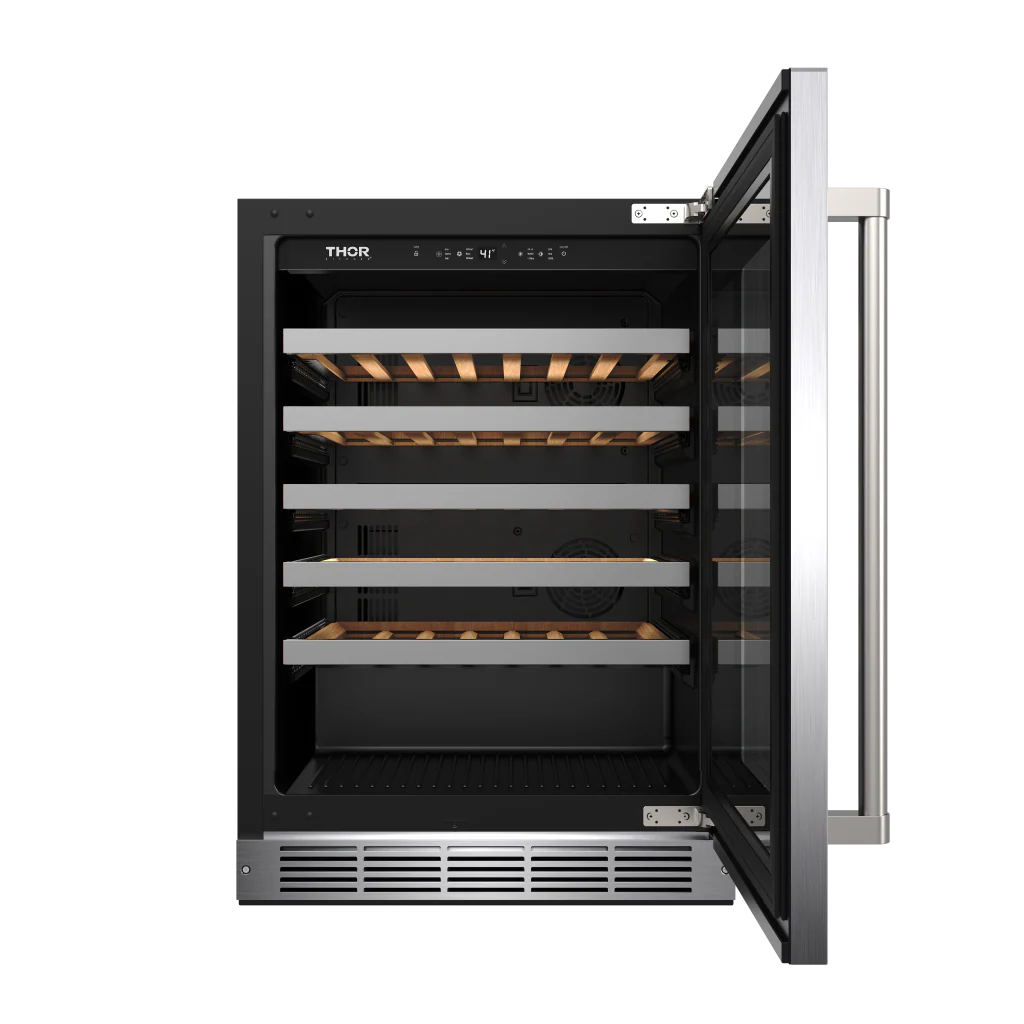 24 Inch Single Zone Wine Cooler, 46 Wine Bottle Capacity Thor Kitchen TWC24US