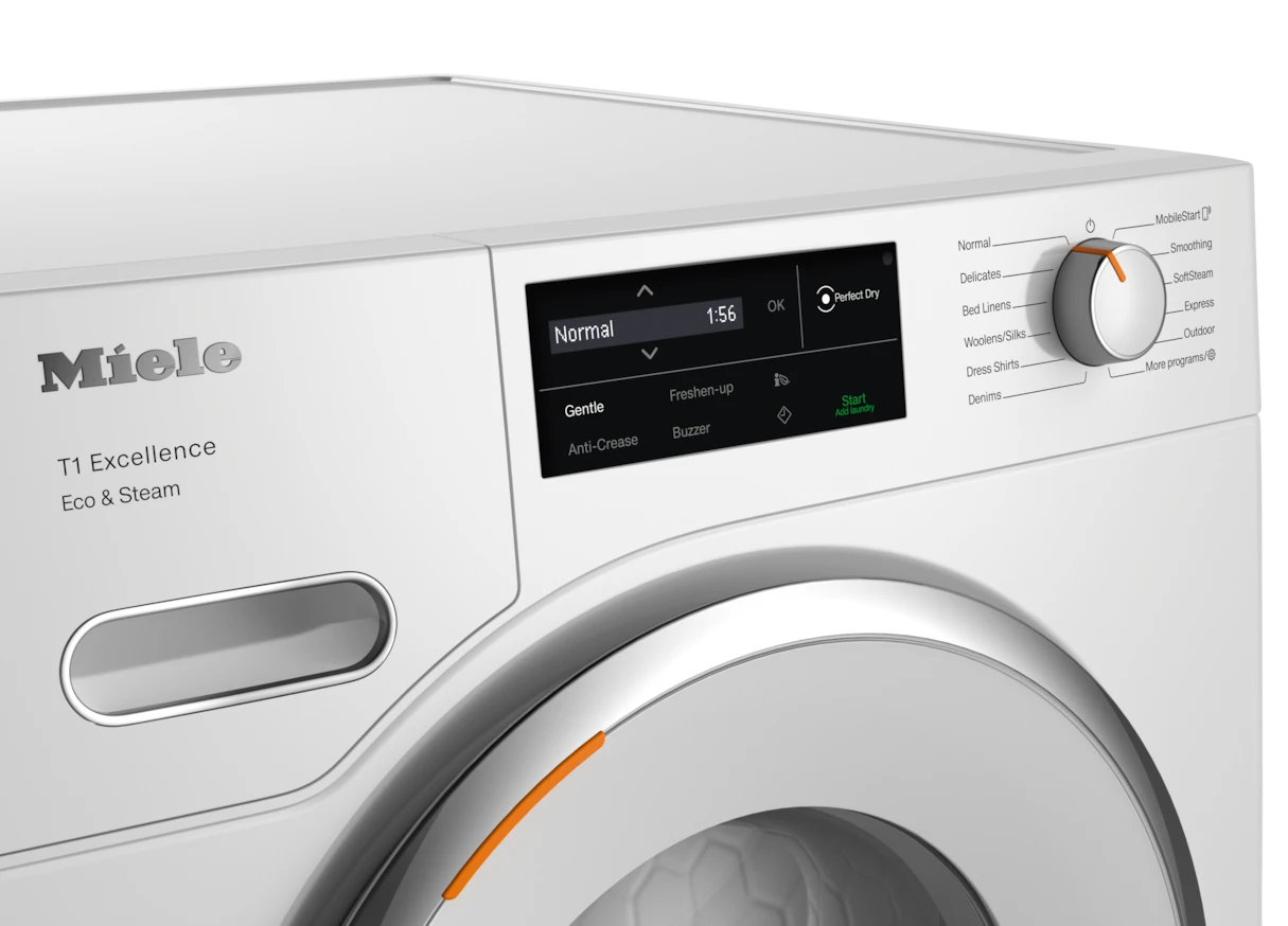 T1 Heat‑Pump Dryer: With @home and SteamFinish for smart laundry care. TXI680WP
