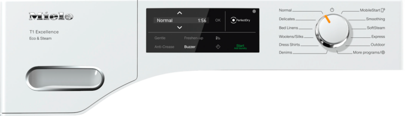T1 Heat‑Pump Dryer: With @home and SteamFinish for smart laundry care. TXI680WP