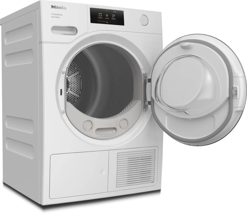 T1 Heat‑Pump Dryer: With Miele@home and SteamFinish for smart laundry care. TXR860WPECOSTEAM