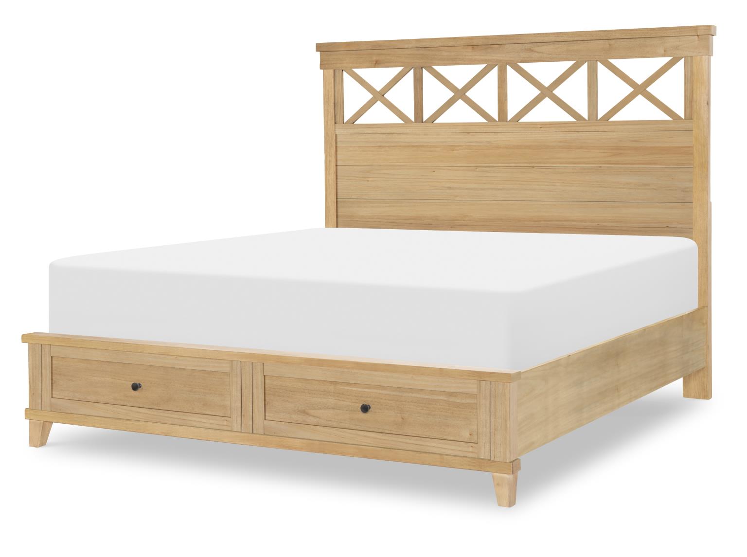 TY4420 XXX's and OOO's BR Complete Panel Bed W Storage Footboard Cal King 6/0 TY44204127K