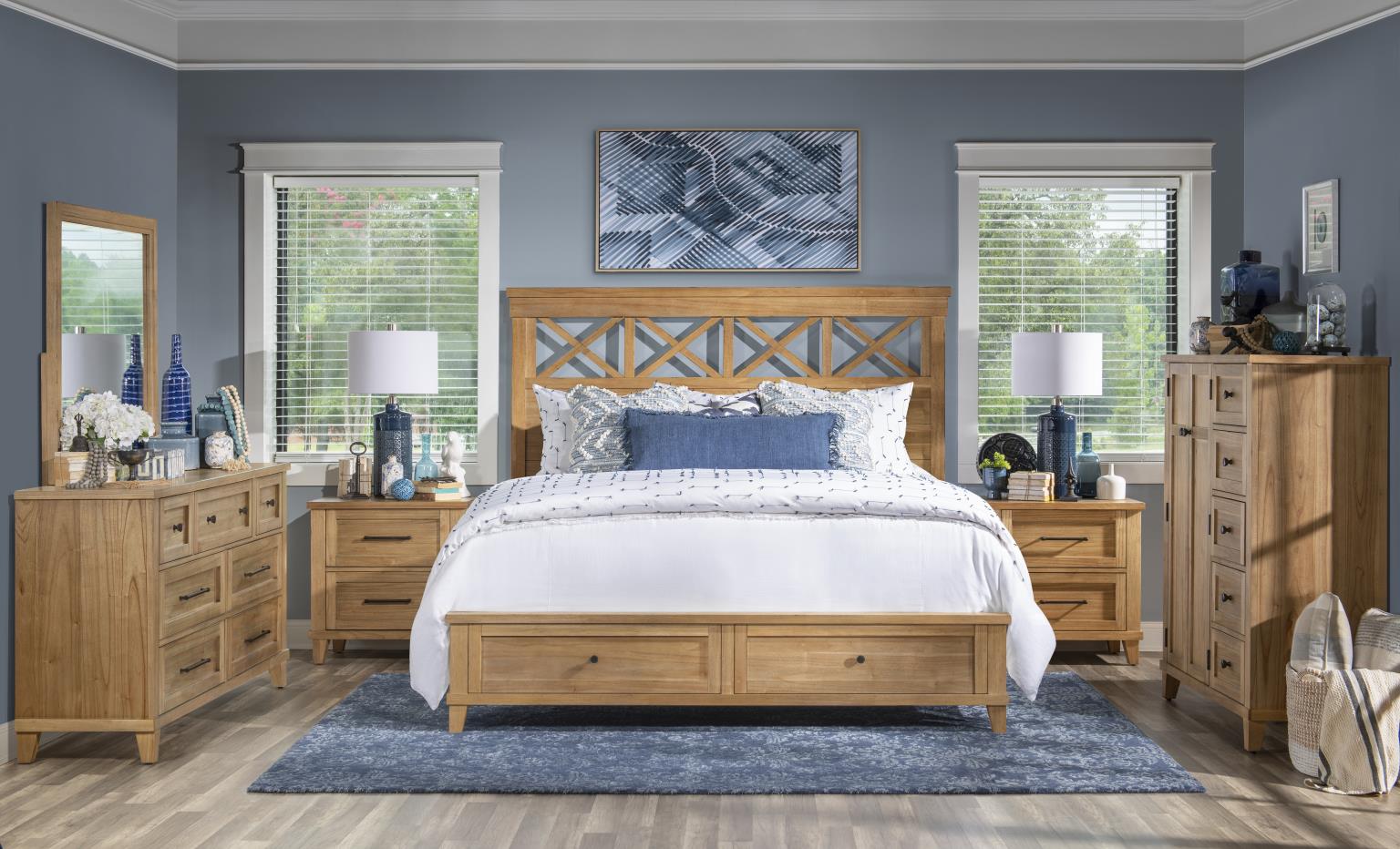 TY4420 XXX's and OOO's BR Complete Panel Bed W Storage Footboard Cal King 6/0 TY44204127K