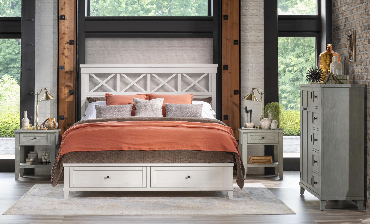 TY4421 XXX's and OOO's BR Complete Panel Bed W Storage Footboard King 6/6 TY44214126K