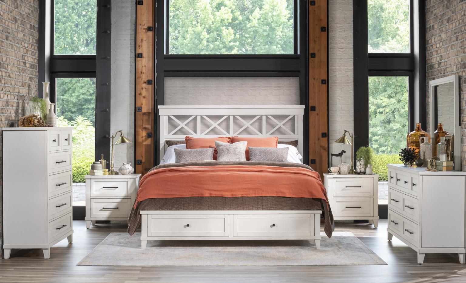 TY4421 XXX's and OOO's BR Complete Panel Bed W Storage Footboard Cal King 6/0 TY44214127K