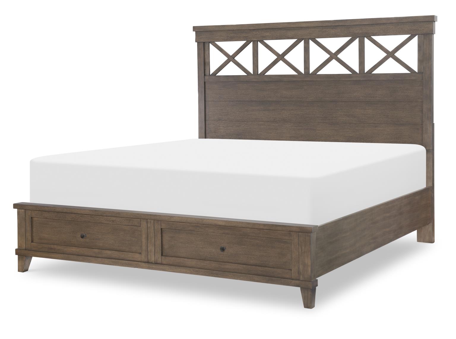 TY4422 XXX's and OOO's BR Complete Panel Bed W Storage Footboard Cal King 6/0 TY44224127K
