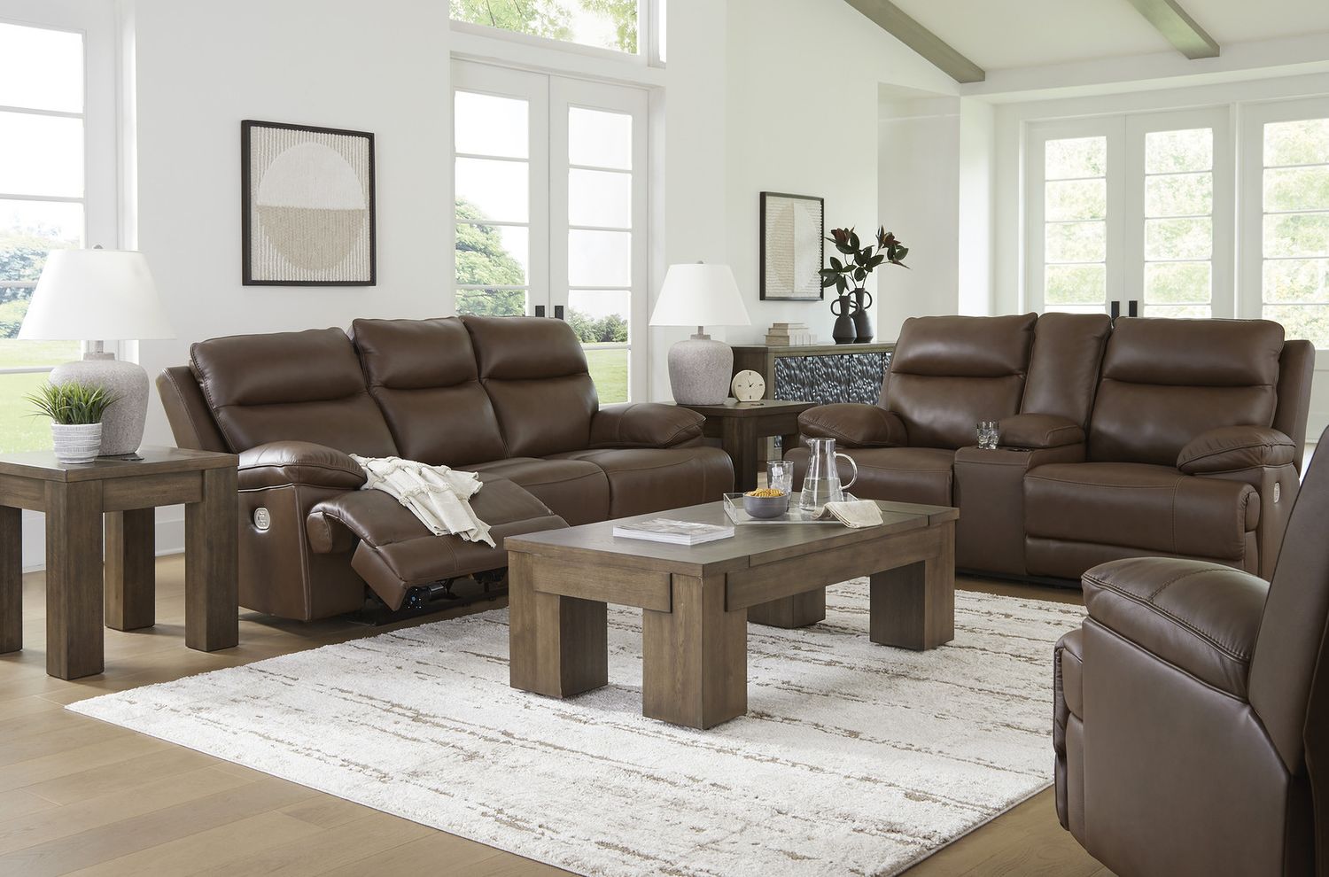 VonRyan Power Reclining Sofa In Tobacco U1040015