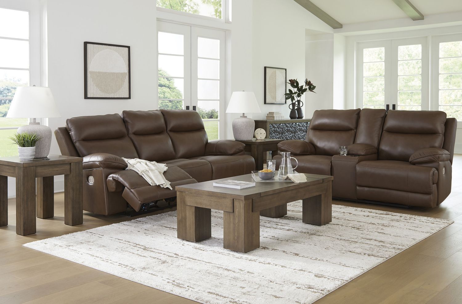 VonRyan Power Reclining Sofa In Tobacco U1040015