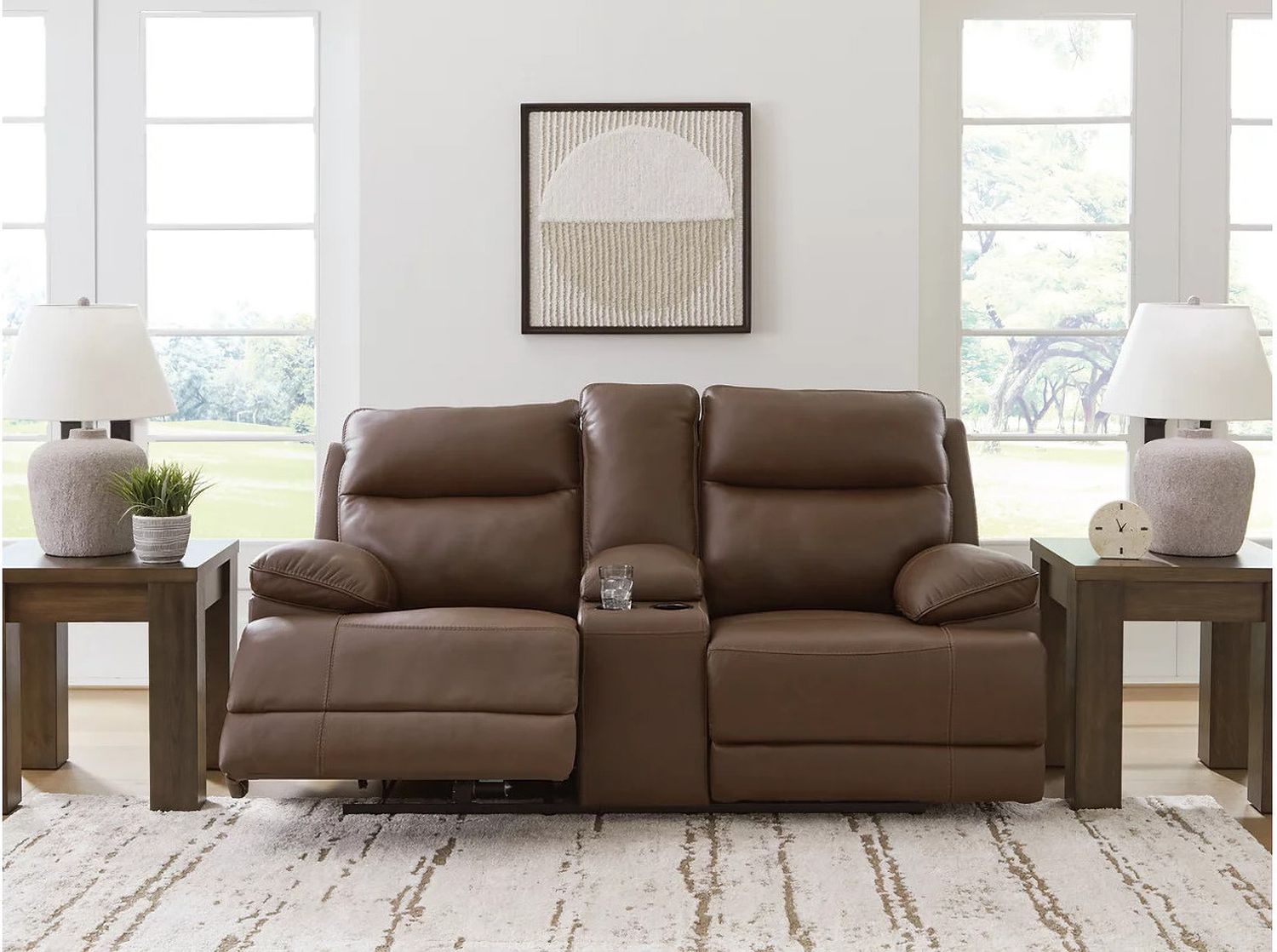 VonRyan Power Reclining Loveseat In Tobacco U1040018