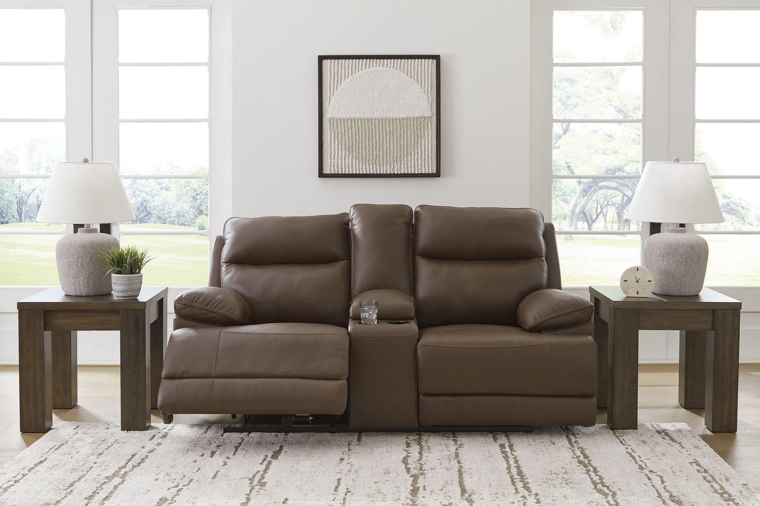 VonRyan Power Reclining Loveseat In Tobacco U1040018
