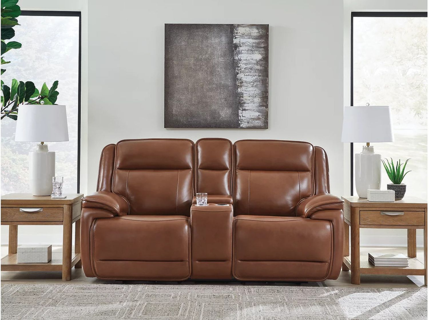 Healy Pier Power Reclining Loveseat with Console In Chocolate U1120418