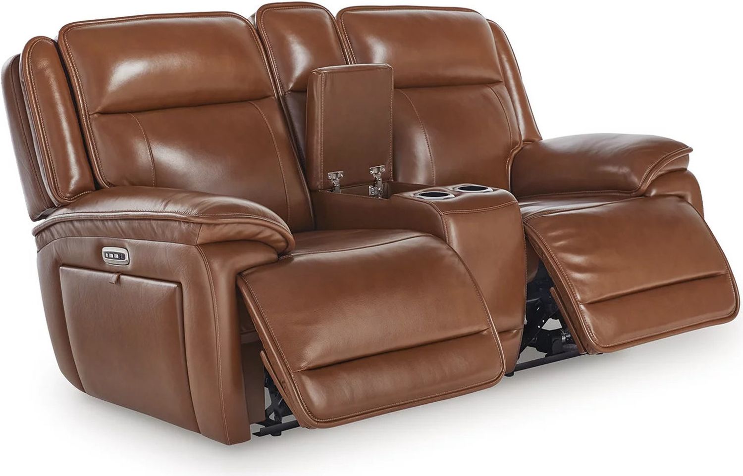 Healy Pier Power Reclining Loveseat with Console In Chocolate U1120418