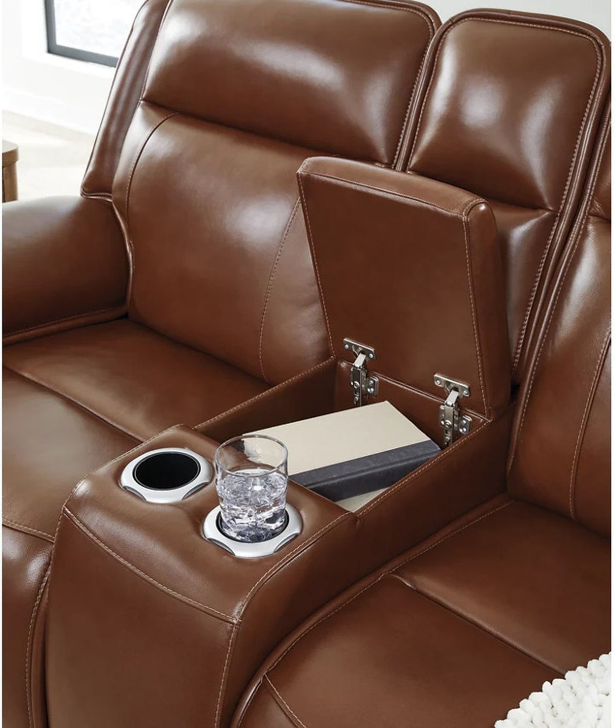 Healy Pier Power Reclining Loveseat with Console In Chocolate U1120418