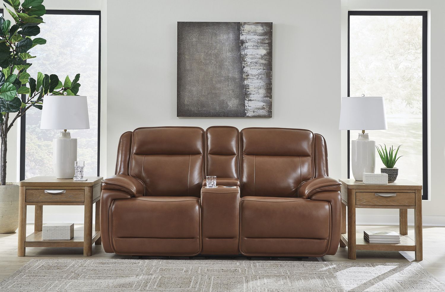 Healy Pier Power Reclining Loveseat with Console In Chocolate U1120418