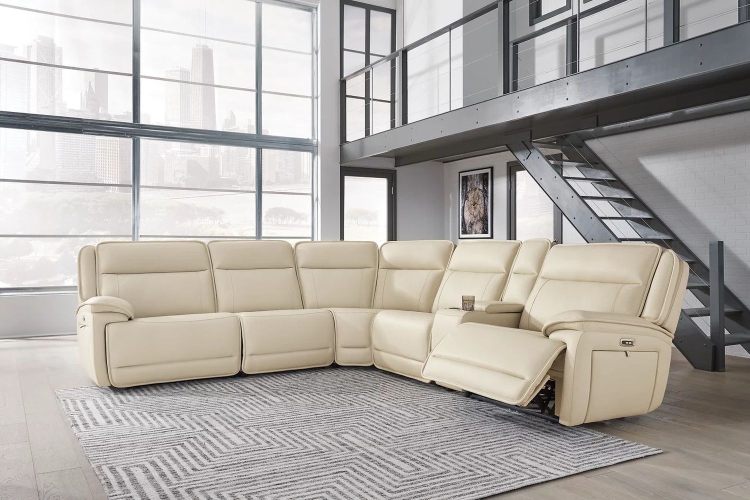Double Deal 6-Piece Power Reclining Sectional In Almond U13001S1