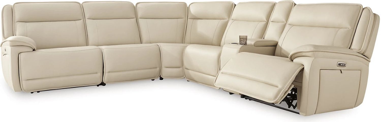 Double Deal 6-Piece Power Reclining Sectional In Almond U13001S1