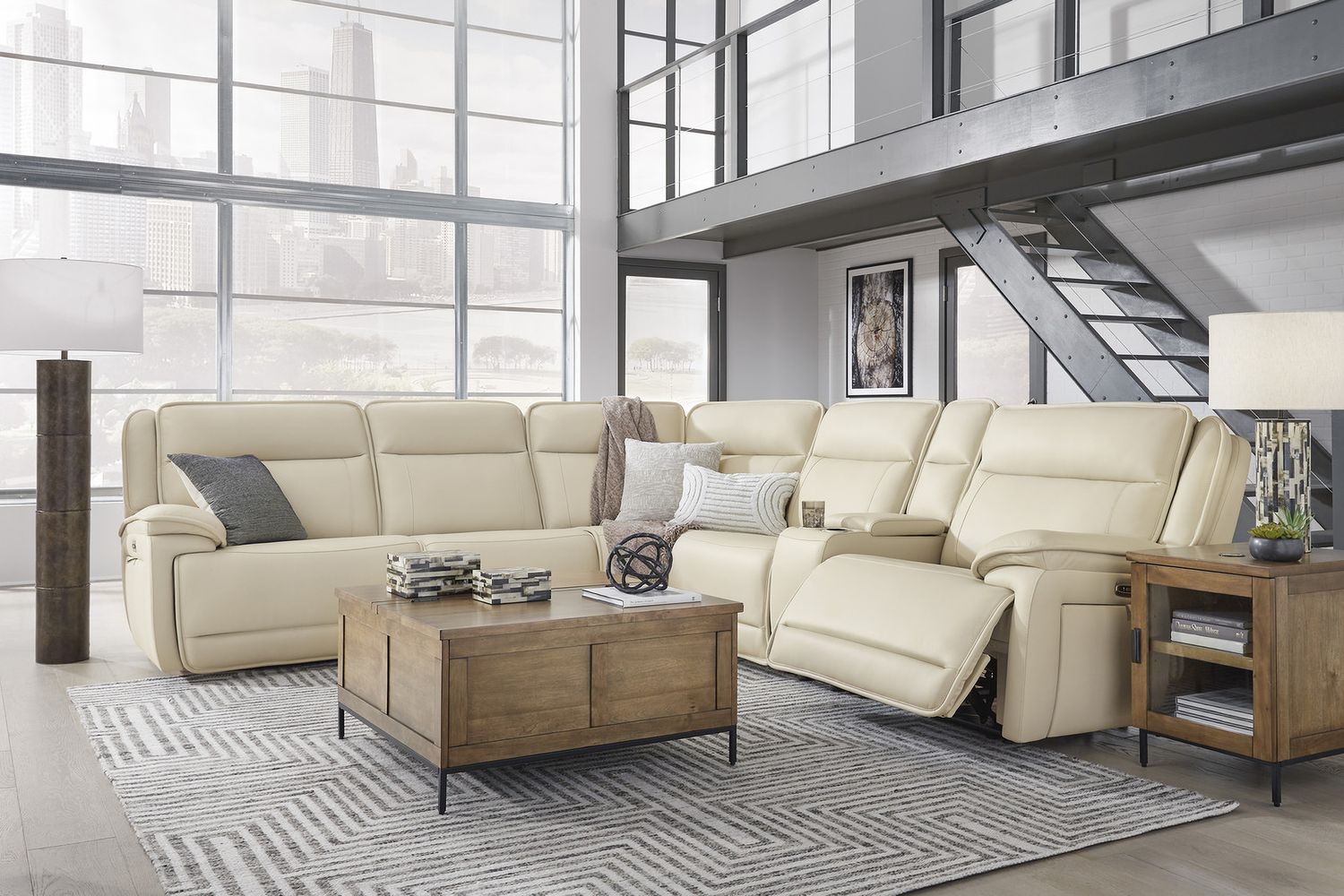 Double Deal 6-Piece Power Reclining Sectional In Almond U13001S1