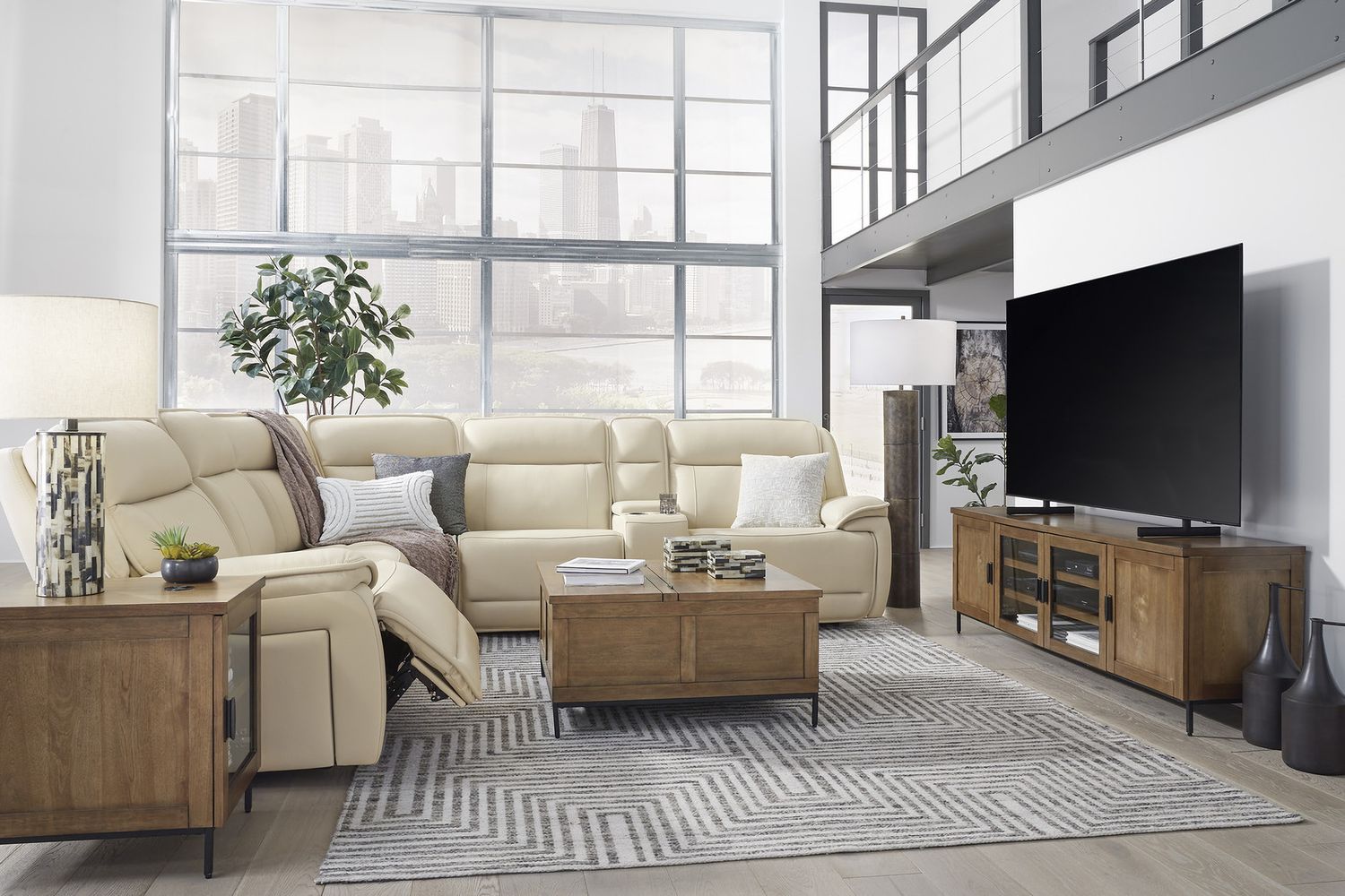 Double Deal 6-Piece Power Reclining Sectional In Almond U13001S1