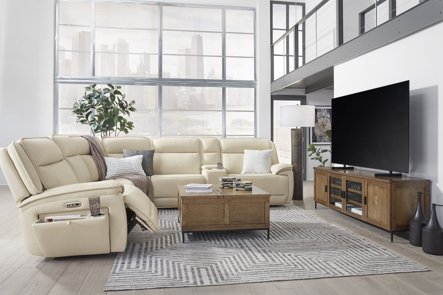 Double Deal 6-Piece Power Reclining Sectional In Almond U13001S1