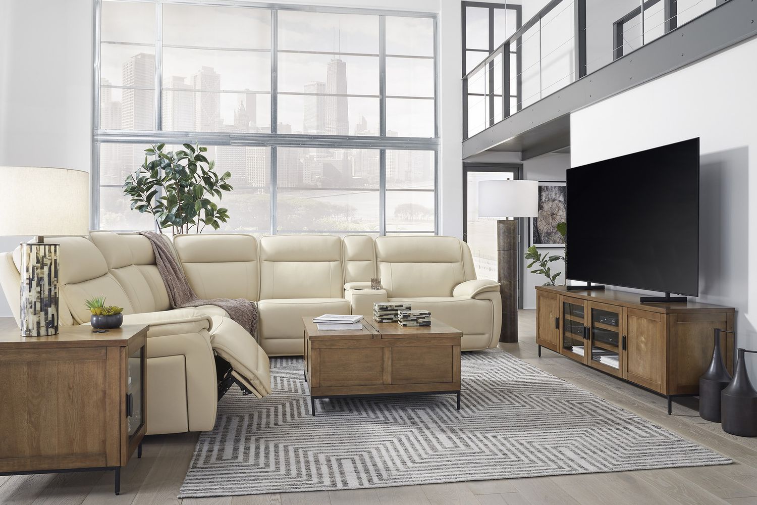 Double Deal 6-Piece Power Reclining Sectional In Almond U13001S1