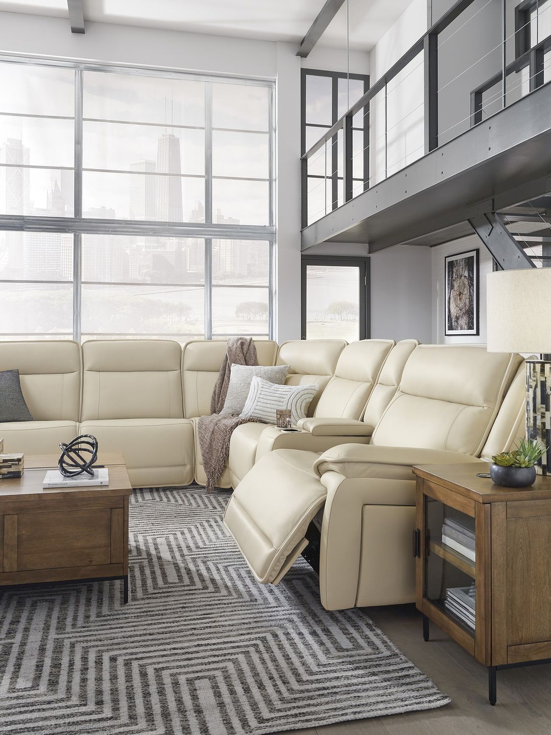 Double Deal 6-Piece Power Reclining Sectional In Almond U13001S1