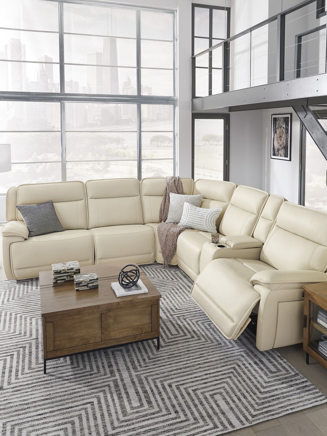 Double Deal 6-Piece Power Reclining Sectional In Almond U13001S1