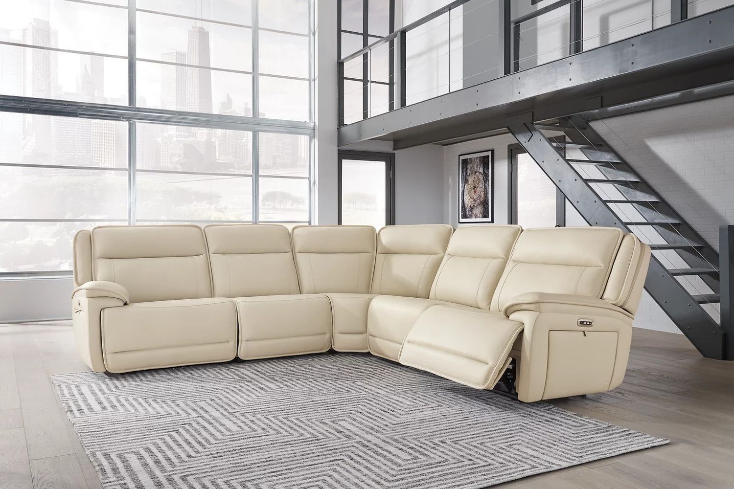 Double Deal 5-Piece Power Reclining Sectional In Almond U13001S2