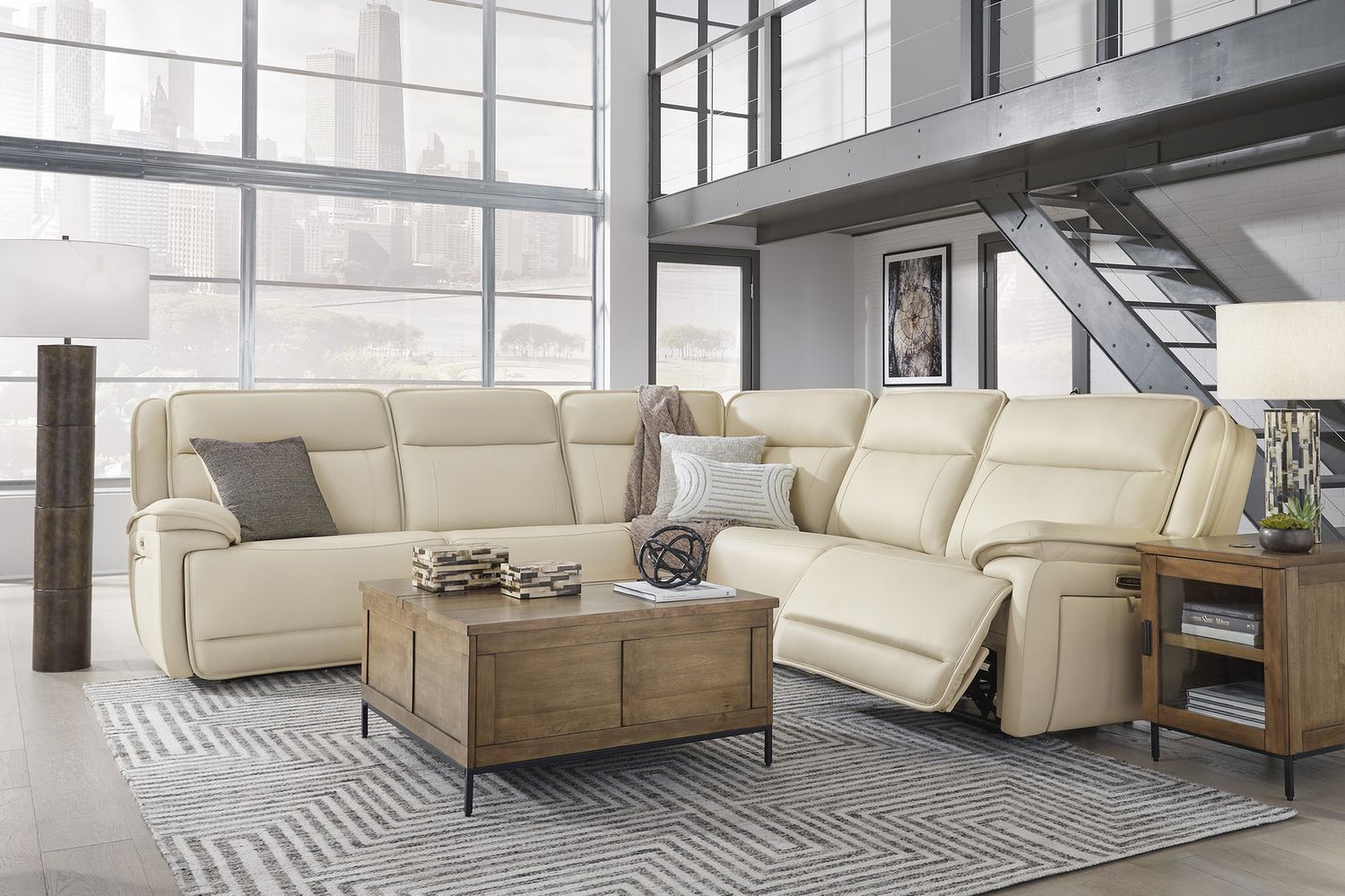 Double Deal 5-Piece Power Reclining Sectional In Almond U13001S2