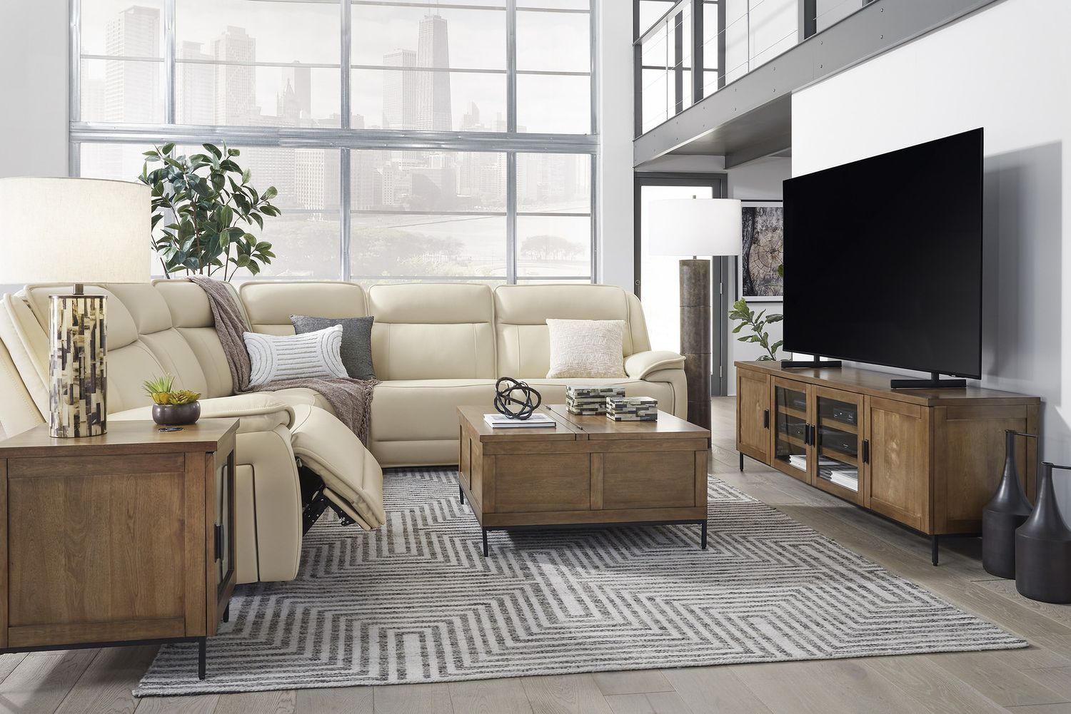 Double Deal 5-Piece Power Reclining Sectional In Almond U13001S2