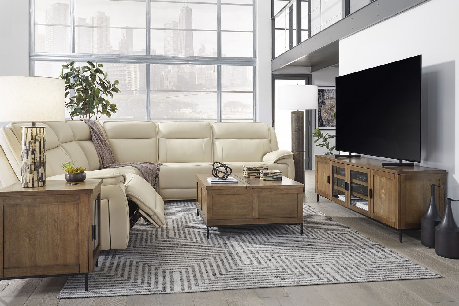 Double Deal 5-Piece Power Reclining Sectional In Almond U13001S2