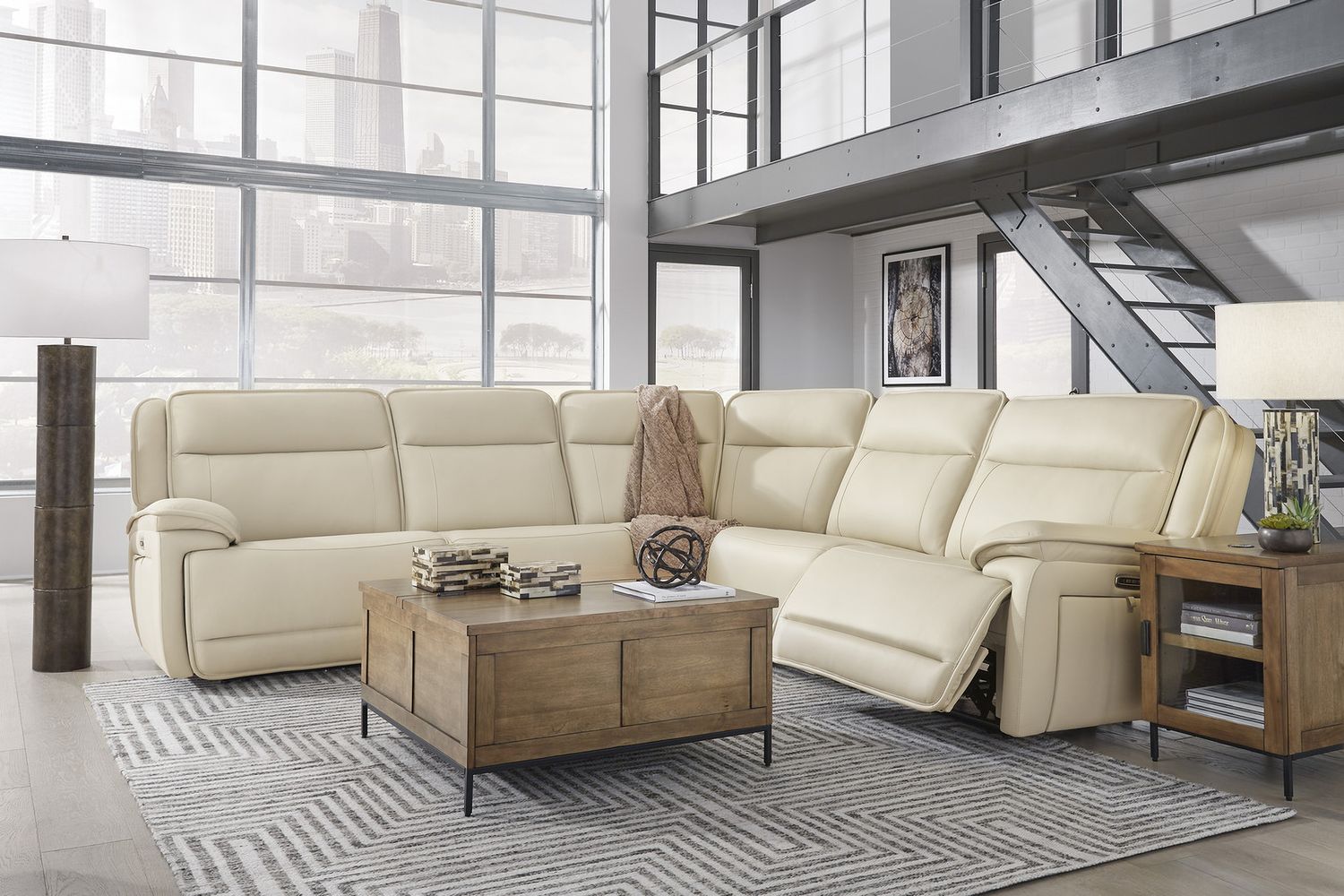 Double Deal 5-Piece Power Reclining Sectional In Almond U13001S2