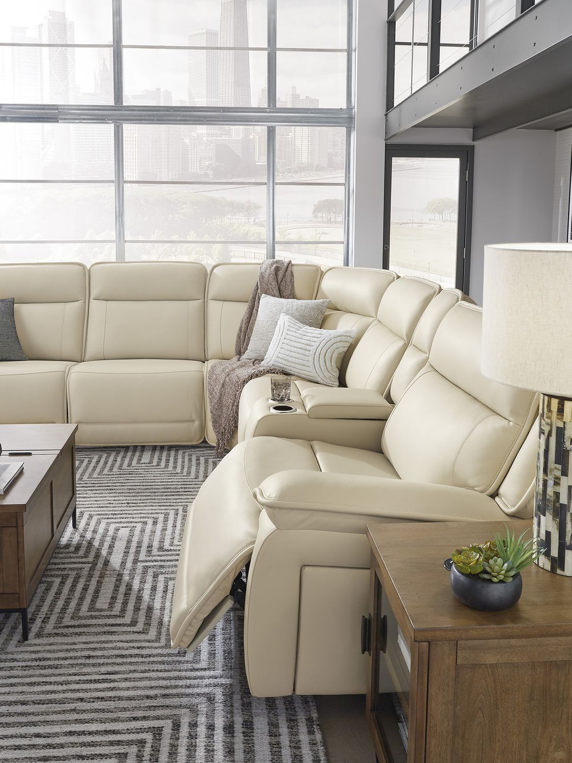 Double Deal 5-Piece Power Reclining Sectional In Almond U13001S2