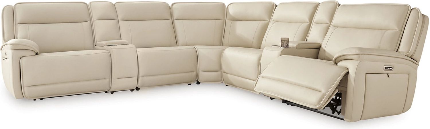 Double Deal 7-Piece Reclining Sectional with 2 Consoles In Almond U13001S9