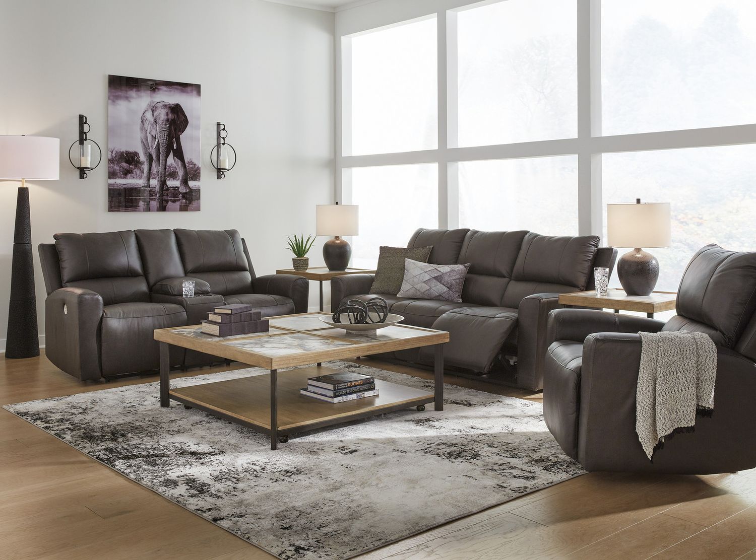 Boxmere Power Reclining Sofa In Storm U1310087