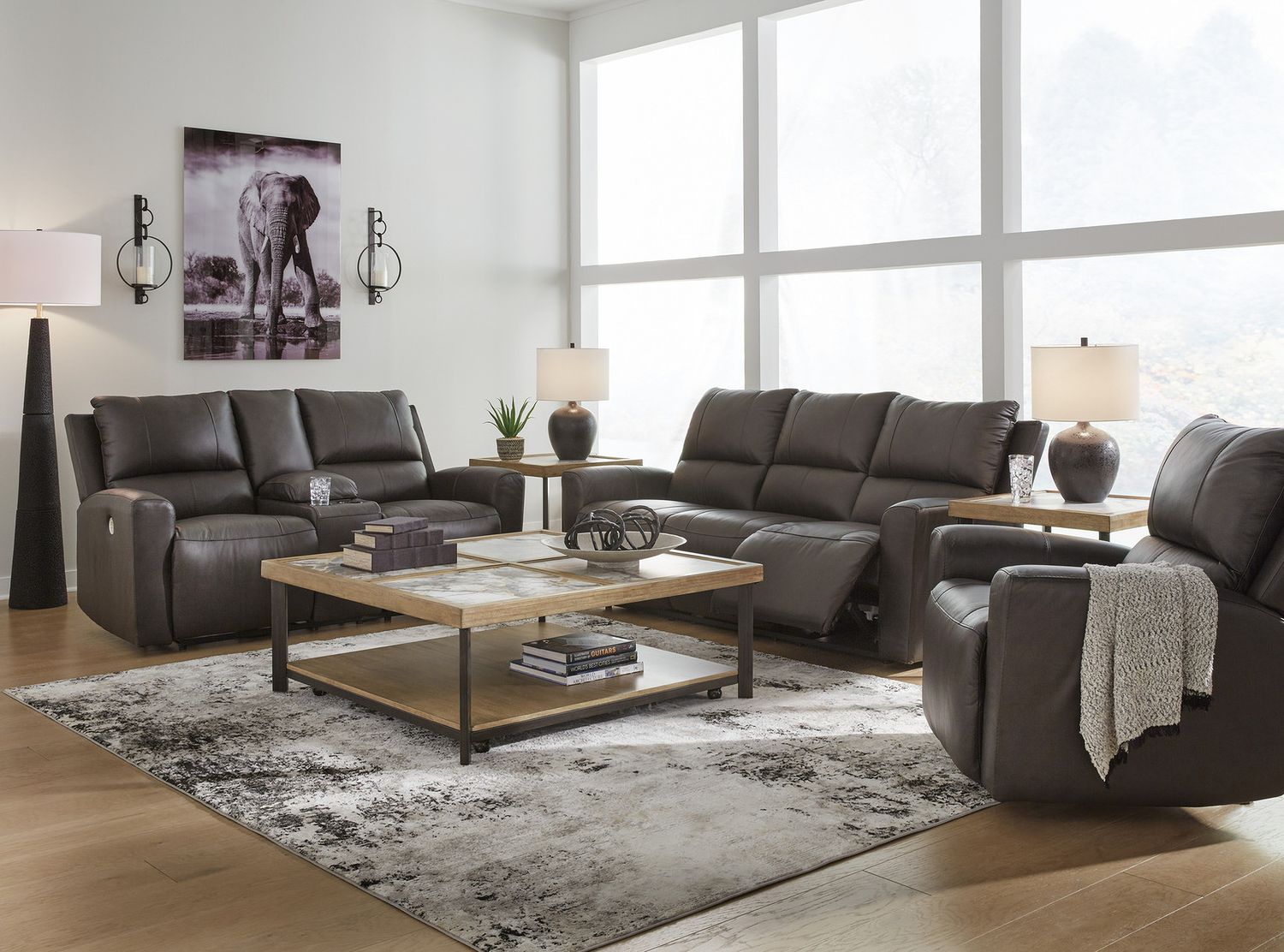 Boxmere Power Reclining Sofa In Storm U1310087
