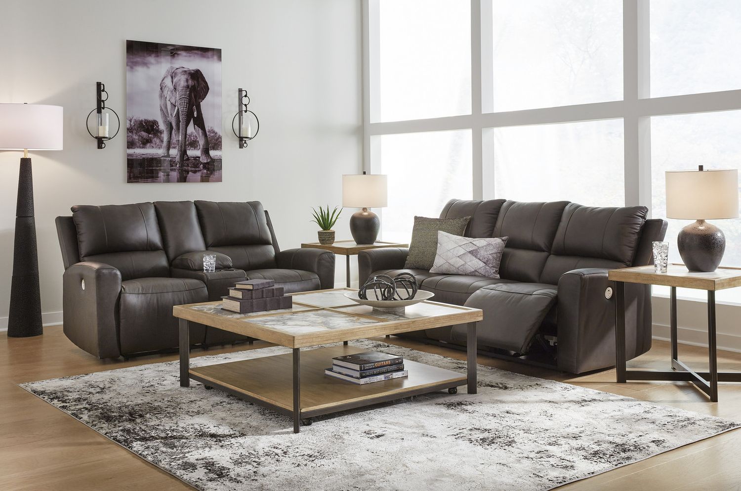 Boxmere Power Reclining Sofa In Storm U1310087