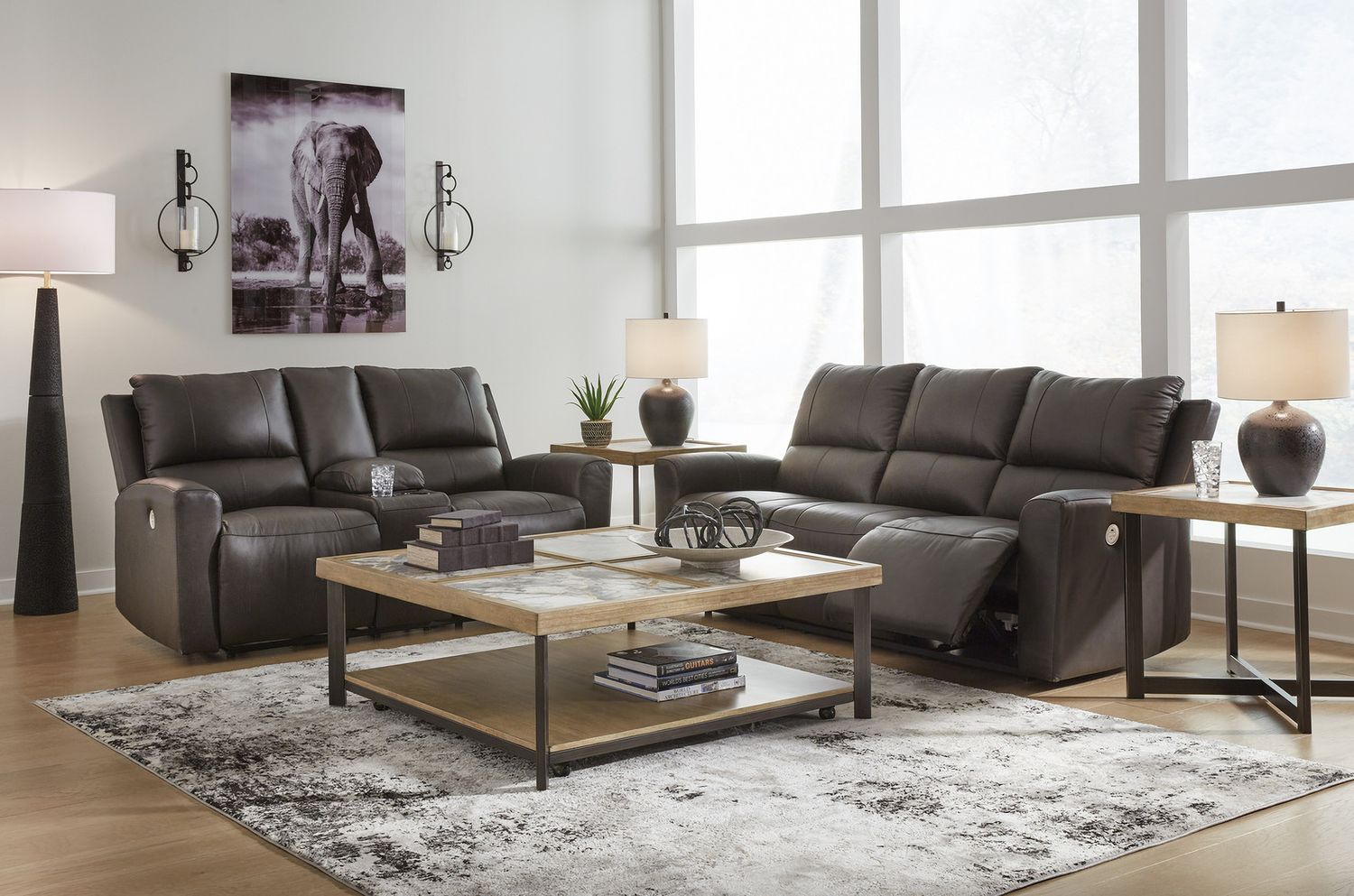 Boxmere Power Reclining Sofa In Storm U1310087