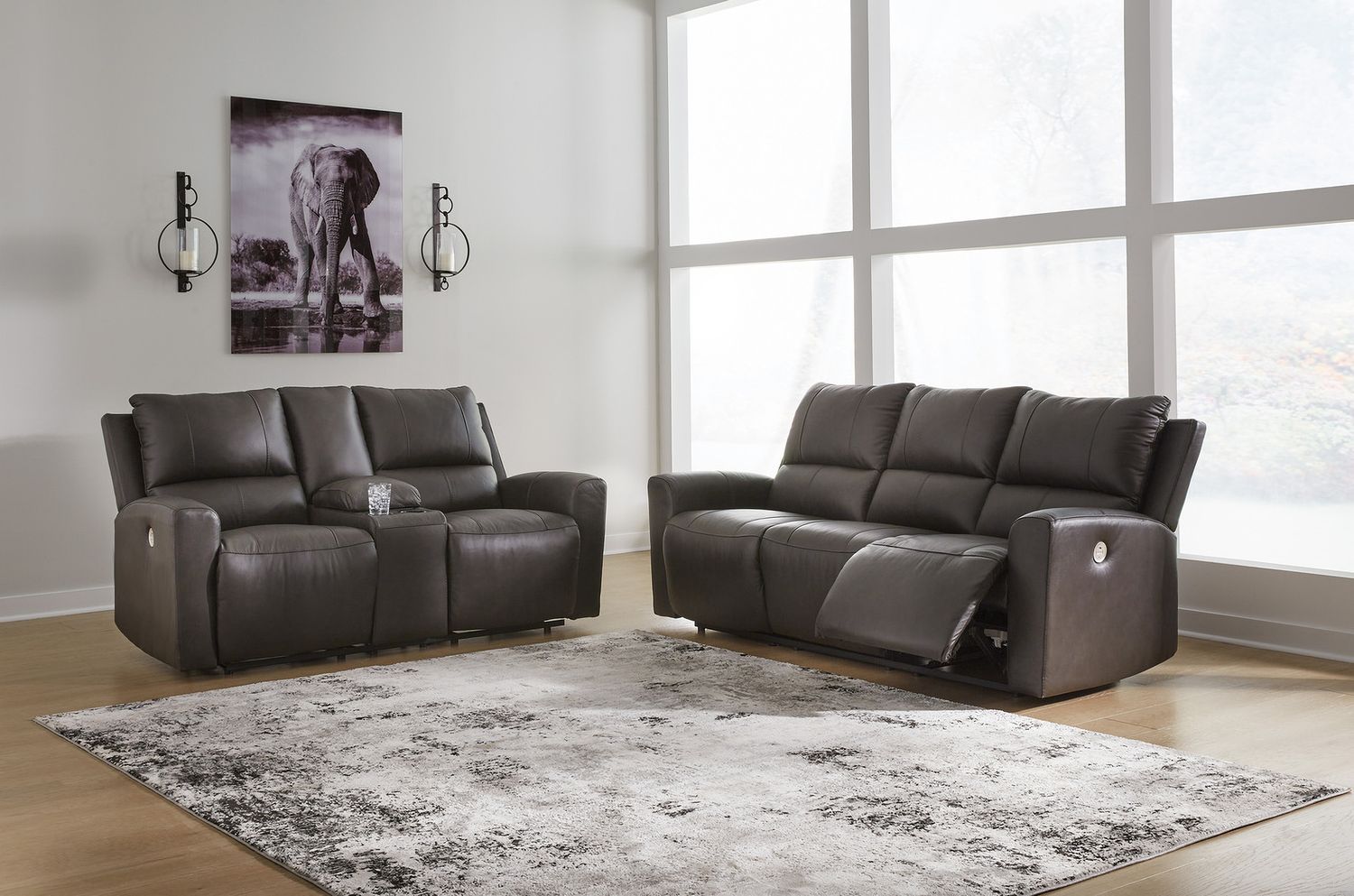 Boxmere Power Reclining Sofa In Storm U1310087