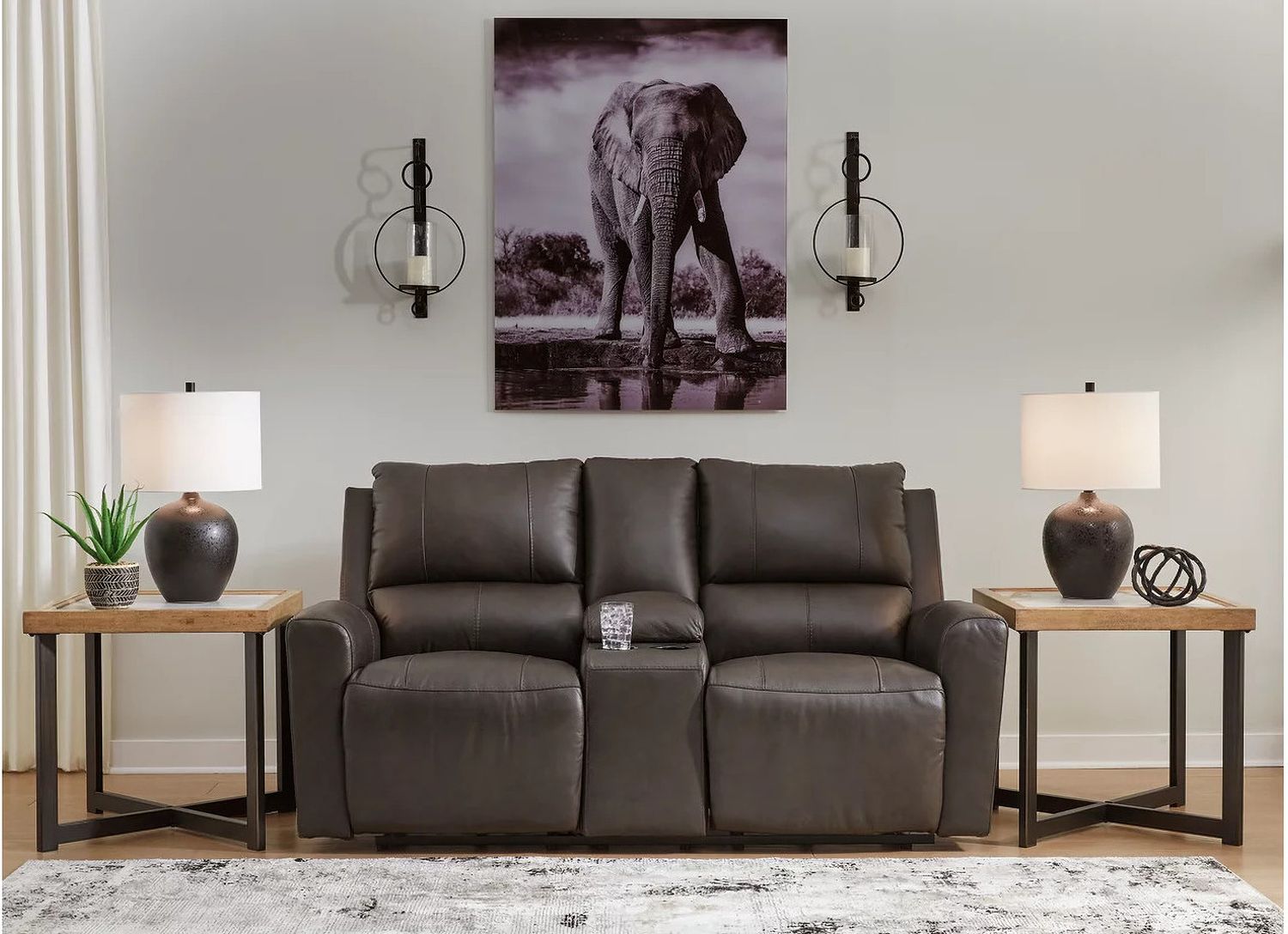 Boxmere Power Reclining Loveseat with Console In Storm U1310096
