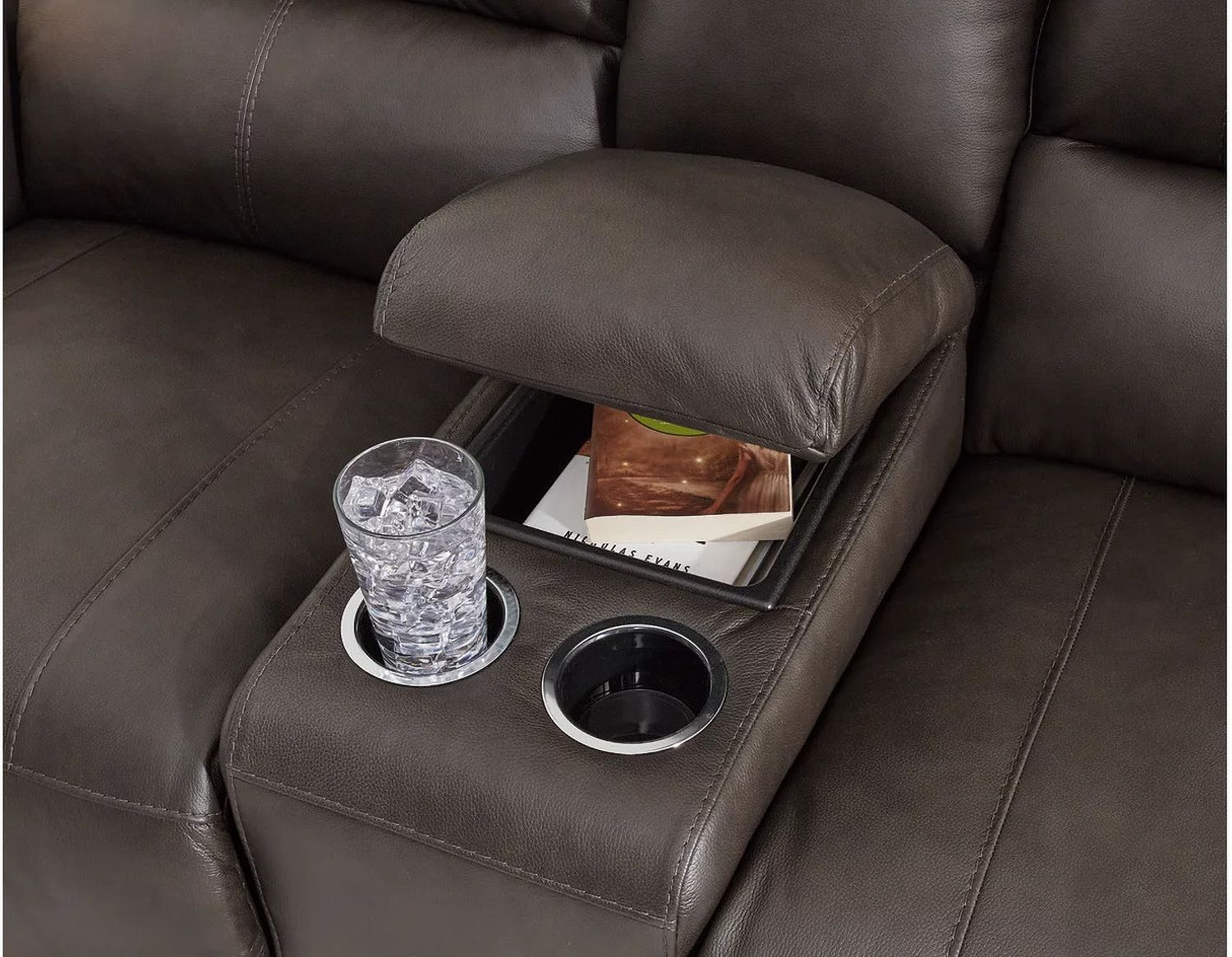 Boxmere Power Reclining Loveseat with Console In Storm U1310096