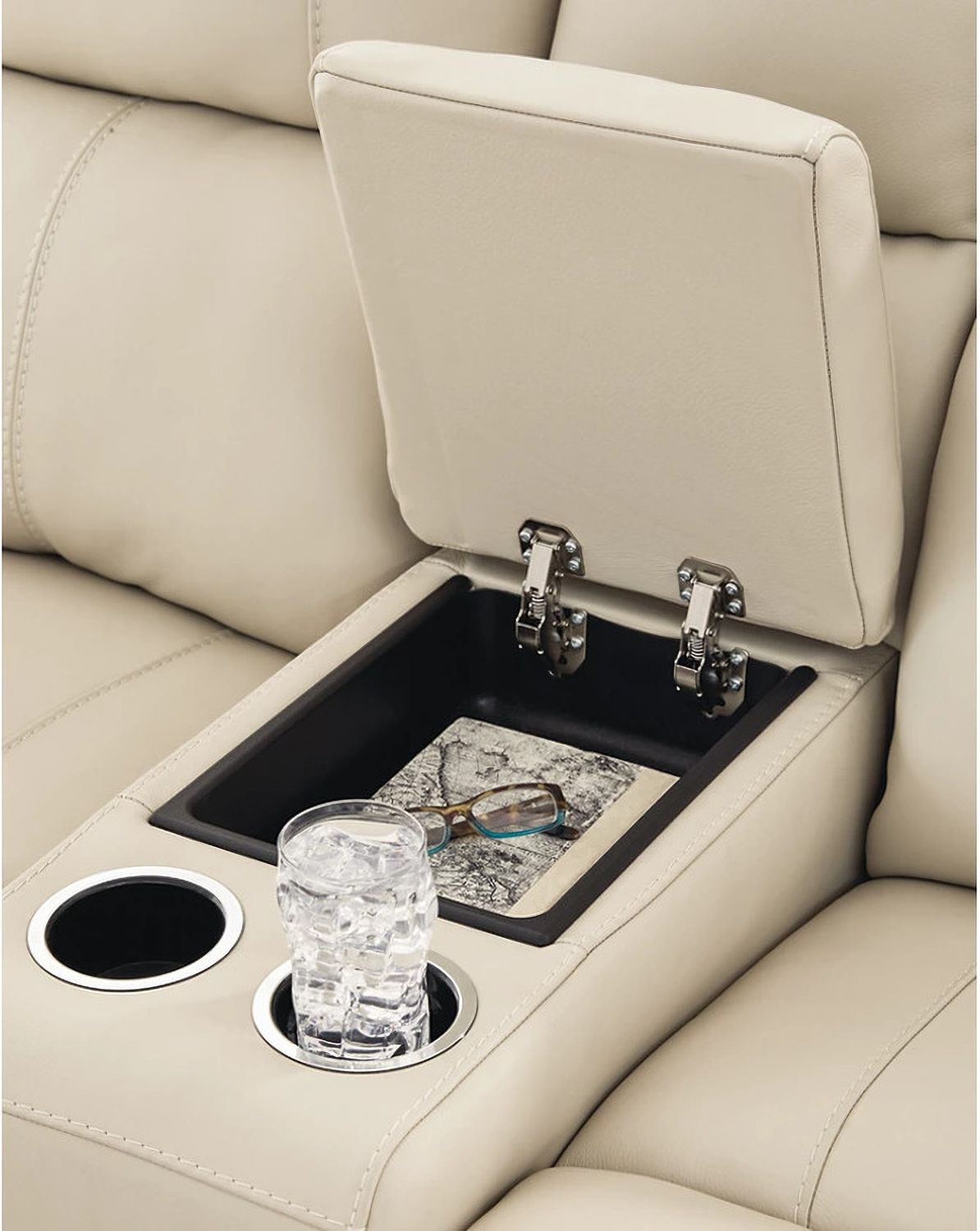 Dahlmoore Power Reclining Loveseat with Console In Almond U1320096