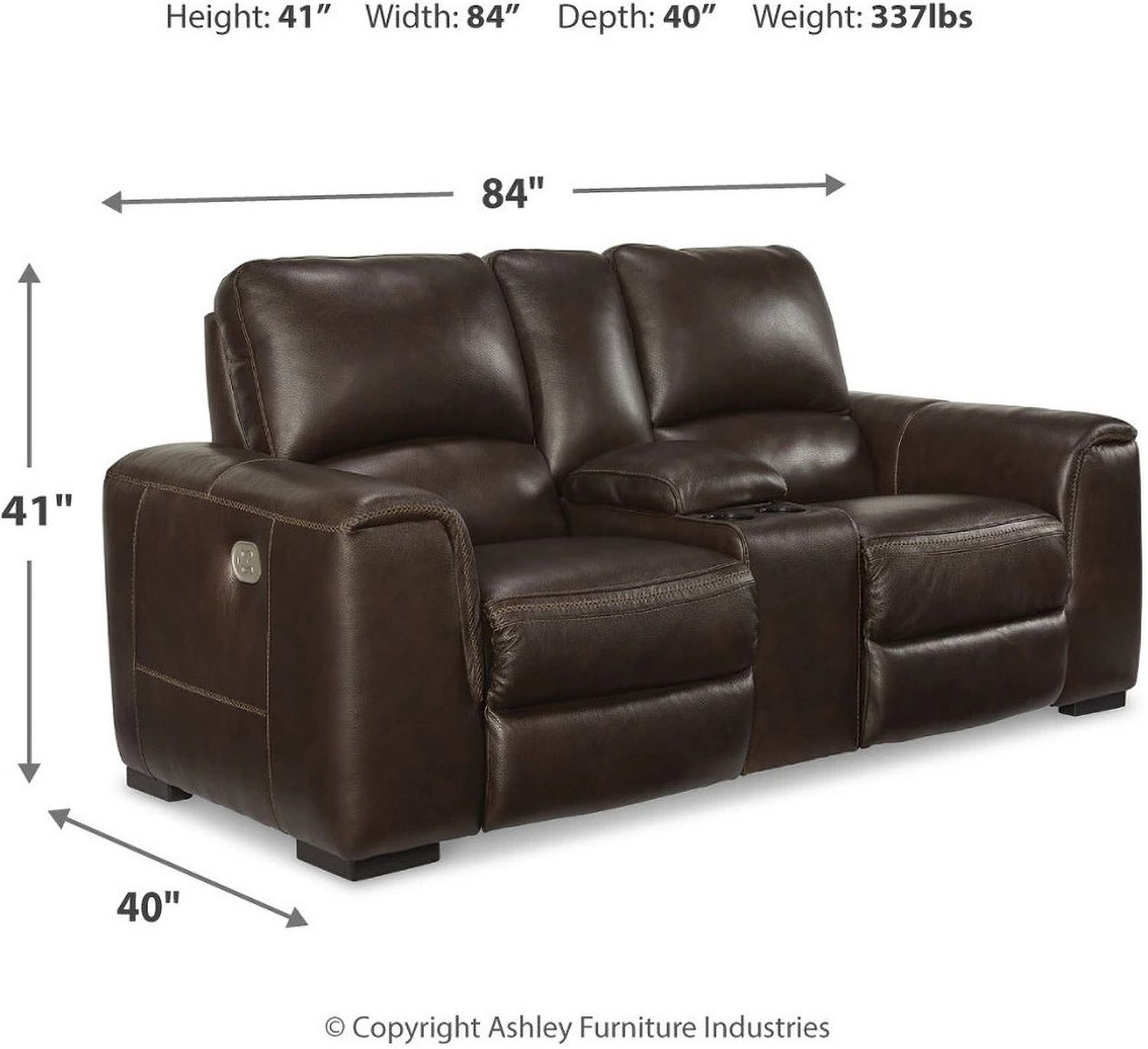 Alessandro Power Reclining Console Loveseat With Adjustable Headrest In Walnut U2550218