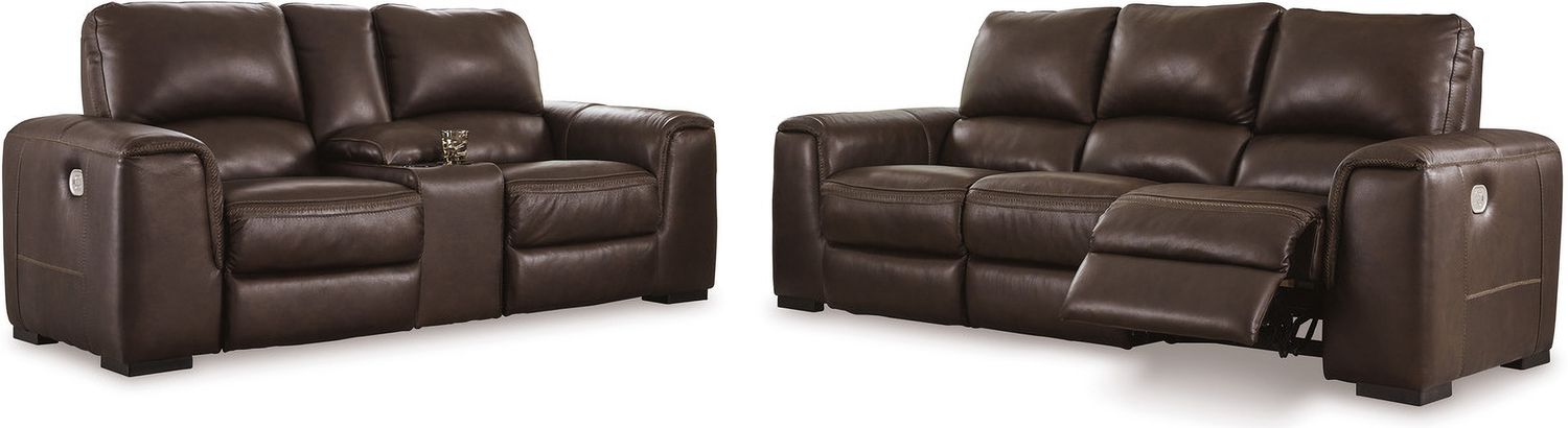Alessandro Power Reclining Console Loveseat With Adjustable Headrest In Walnut U2550218