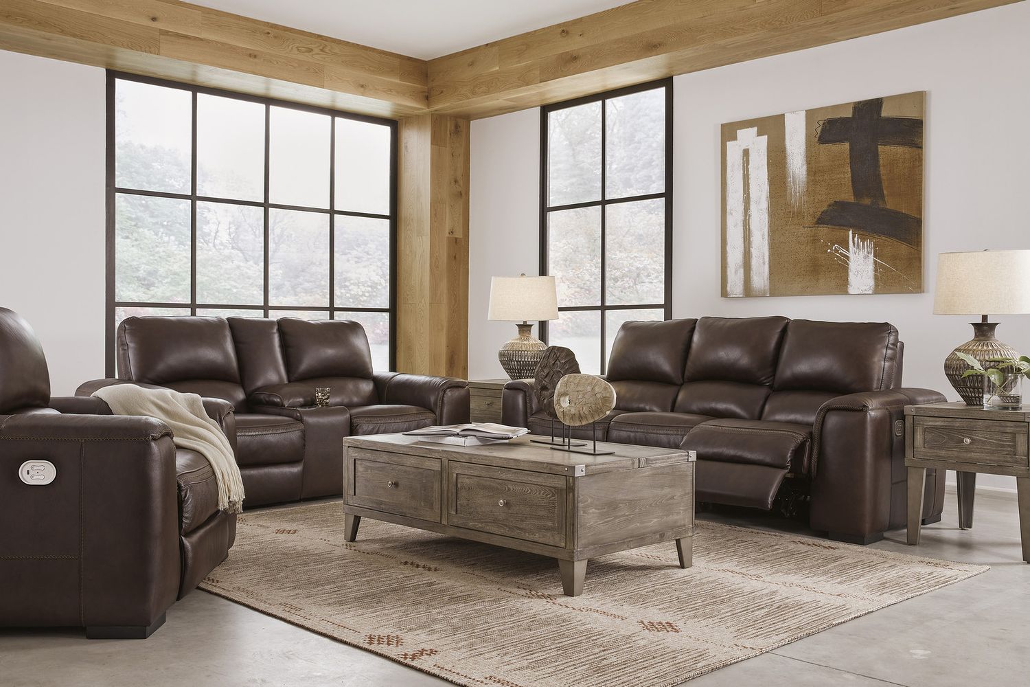 Alessandro Power Reclining Console Loveseat With Adjustable Headrest In Walnut U2550218