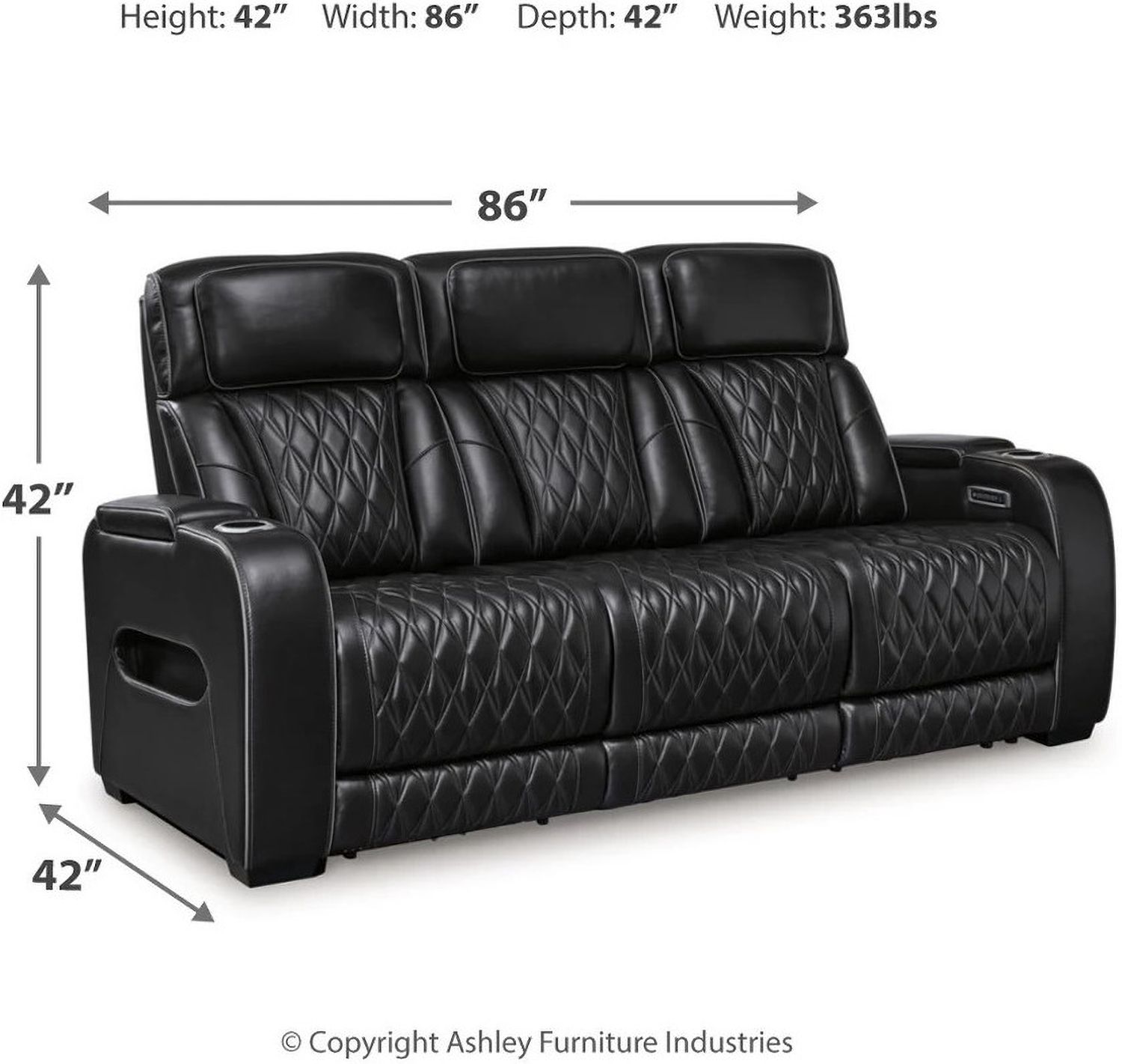 Boyington Power Reclining Sofa In Black U2710615