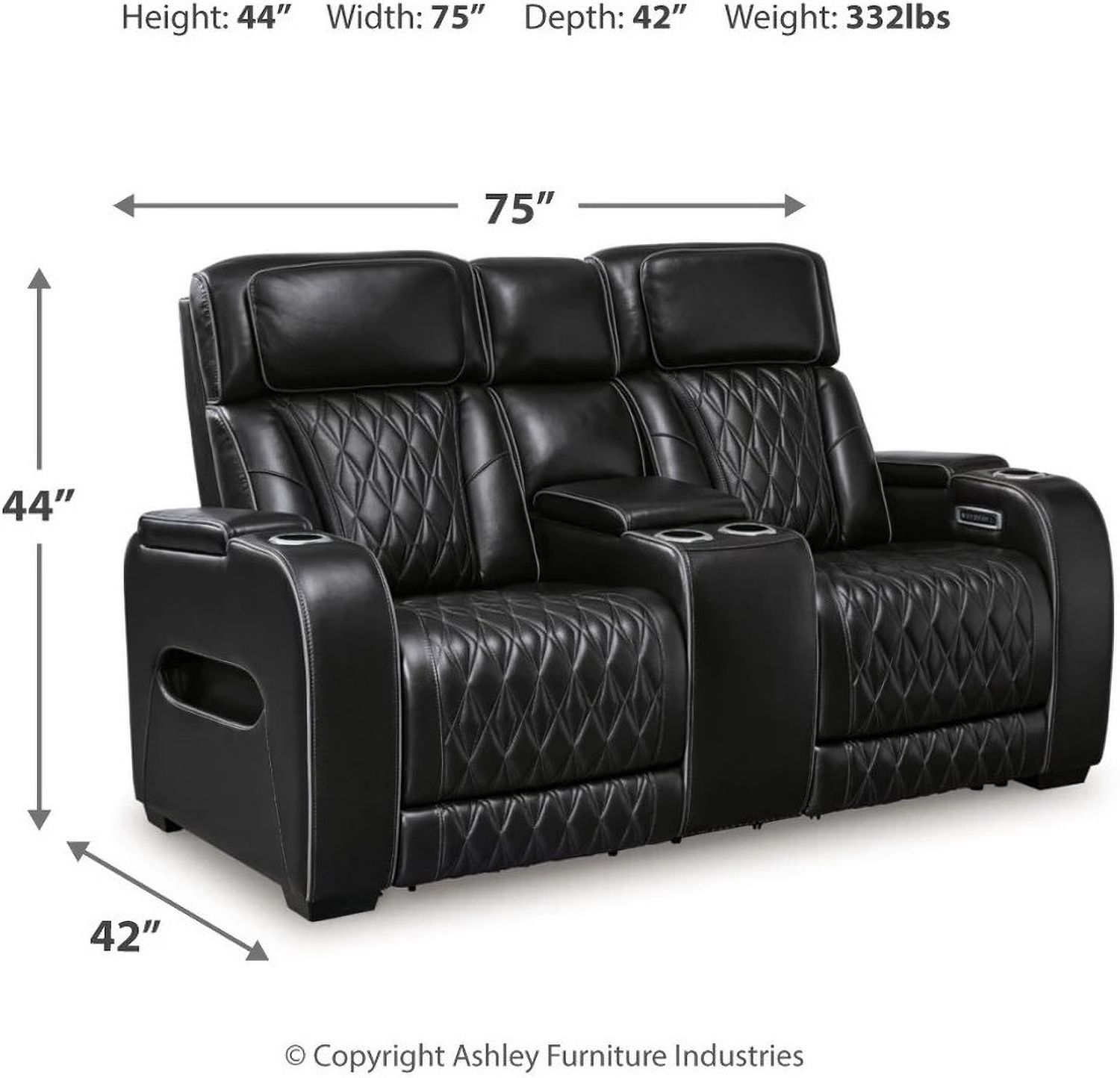 Boyington Power Reclining Loveseat with Console In Black U2710618