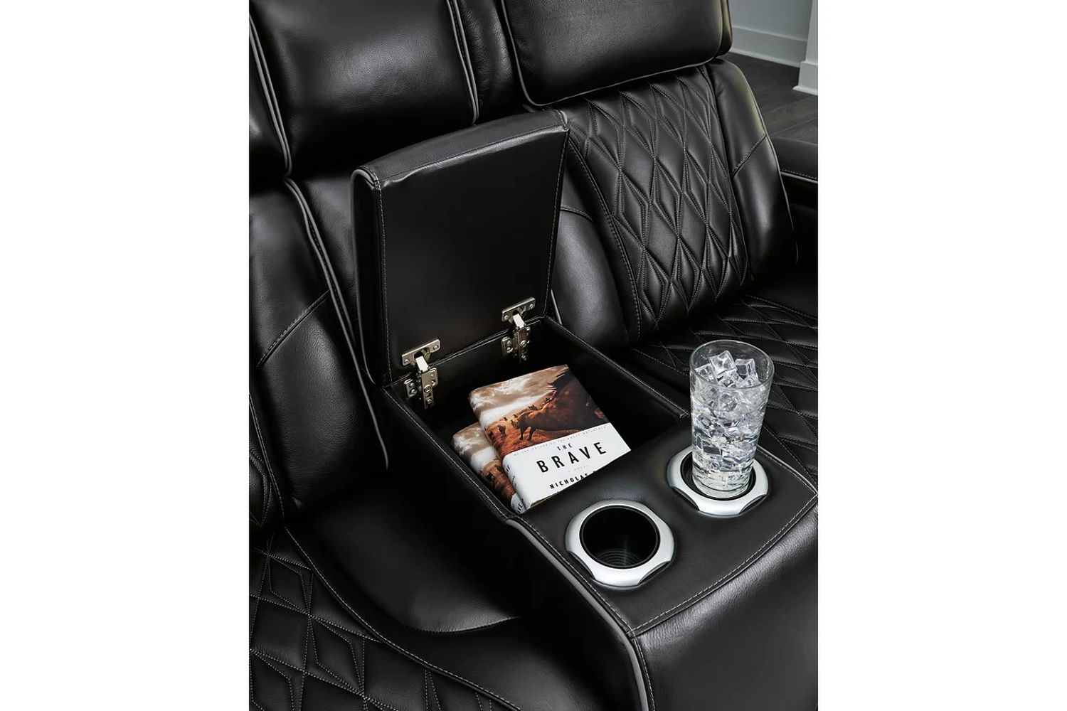 Boyington Power Reclining Loveseat with Console In Black U2710618