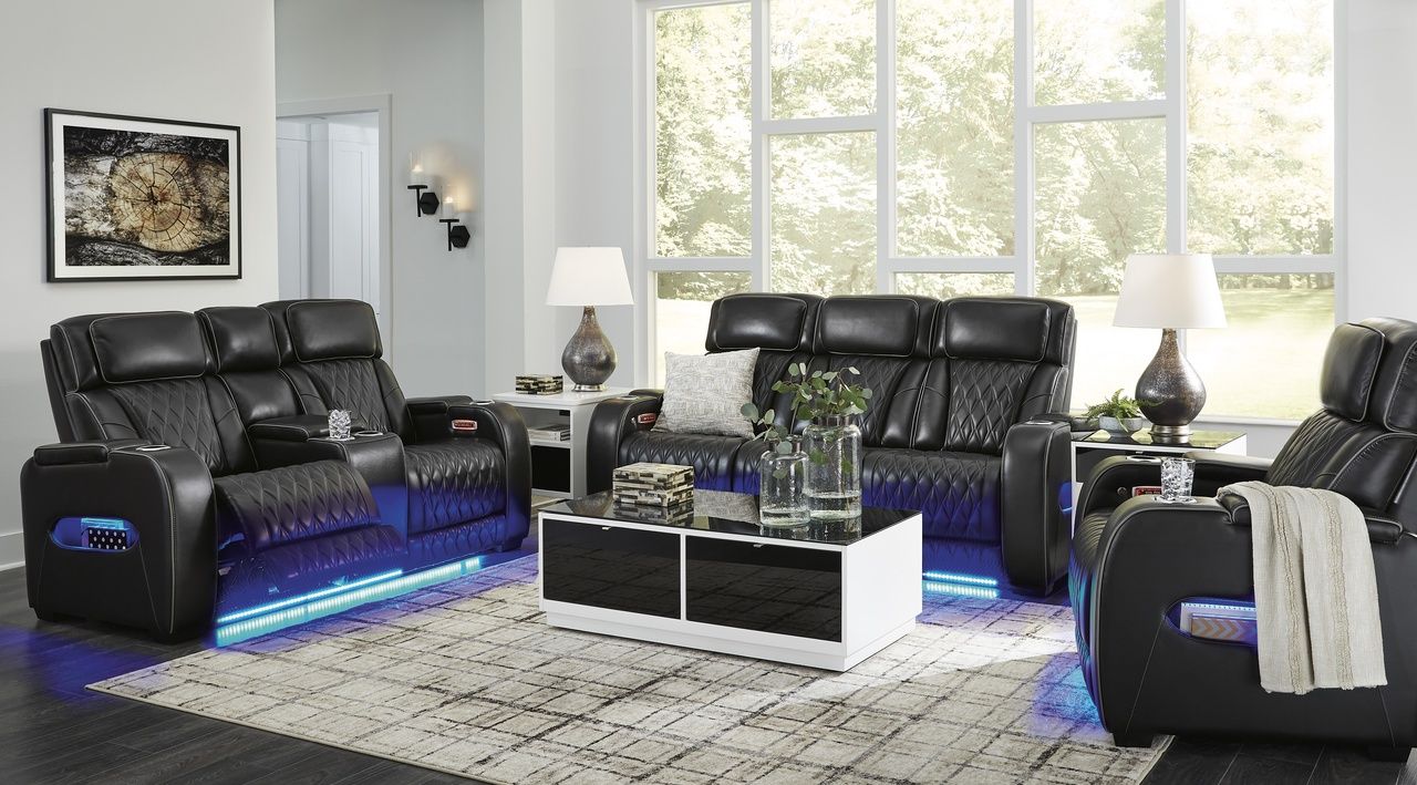 Boyington Power Reclining Loveseat with Console In Black U2710618